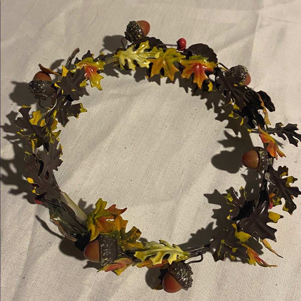 Autumn Leaf and Acorn metal candle holder